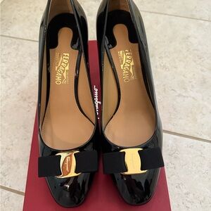 Salvatore Ferragamo Black Patent Leather Women's Shoes